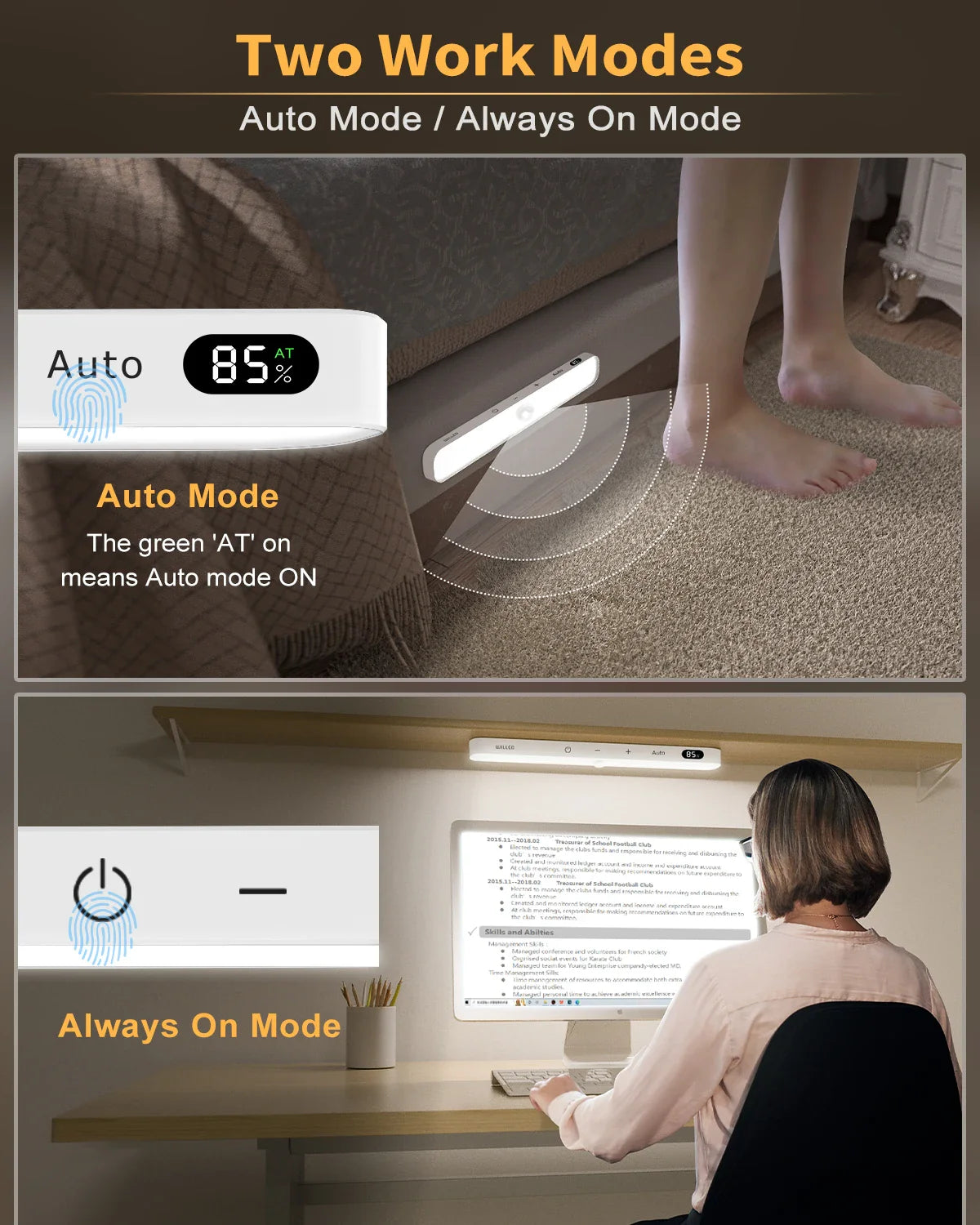 WILLED Motion Sensor Cabinet Light Battery Display