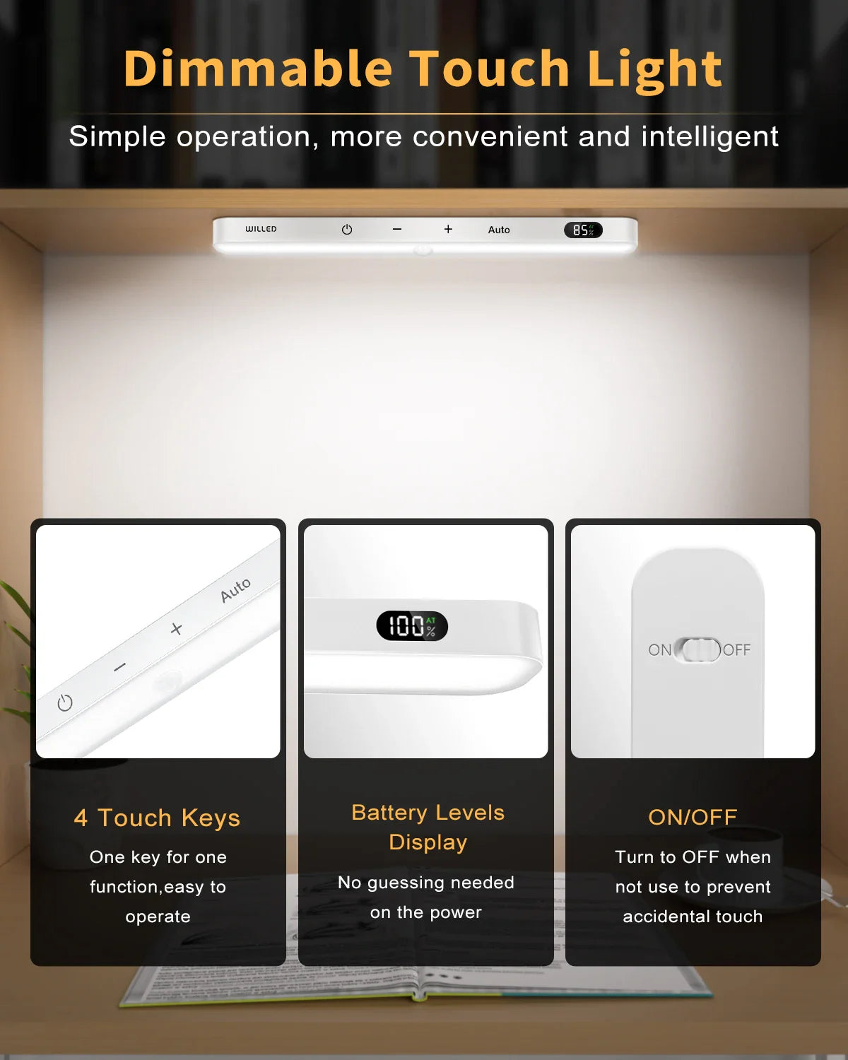 WILLED Motion Sensor Cabinet Light Battery Display