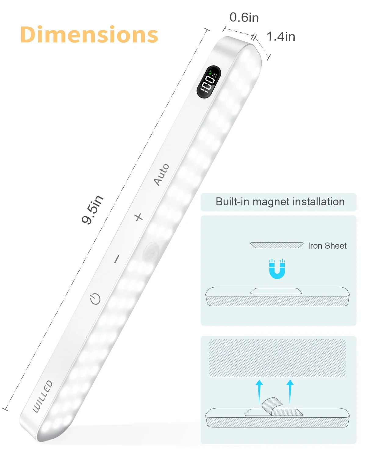 WILLED Motion Sensor Cabinet Light Battery Display