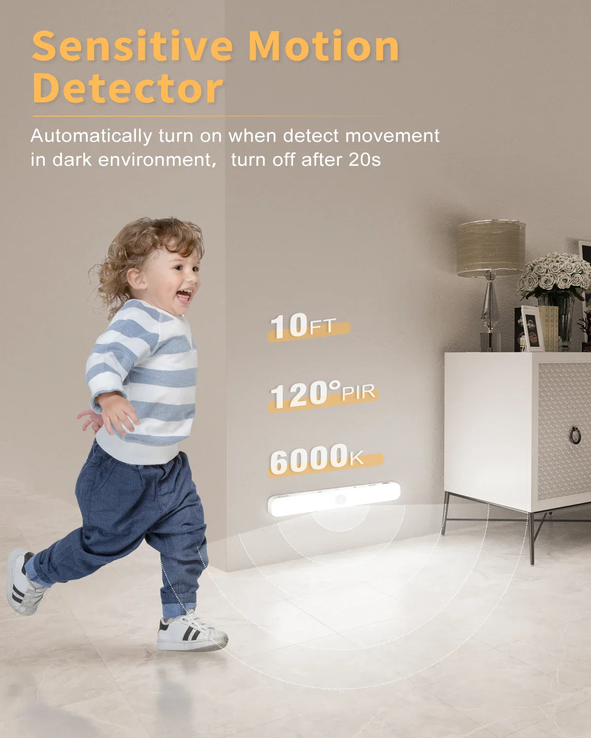 WILLED Motion Sensor Cabinet Light Battery Display